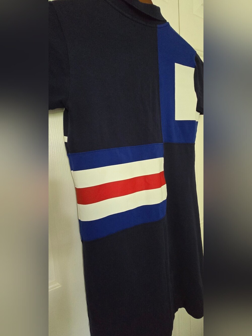 Polo by Ralph Lauren Navy Blue & White Colorblock Polo Dress with Red Stripe - Picture 12 of 16
